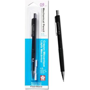 imageSAKURA Mechanical Pencil 07 mm  Pencil with 3 Eraser Refills  Fixed Sleeve for Using Rulers and Templates  Black09mm Pencil