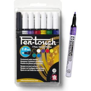 imageSAKURA PenTouch Paint Markers  Permanent Marker Pen  Assorted Colors  Fine Tip Size  7 Pack1 Count Pack of 7