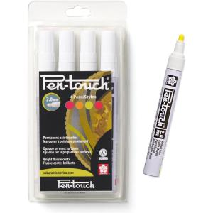 imageSAKURA PenTouch Paint Markers  Permanent Marker Pen  Assorted Fluorescent Colors  Medium Tip Size  5 Pack