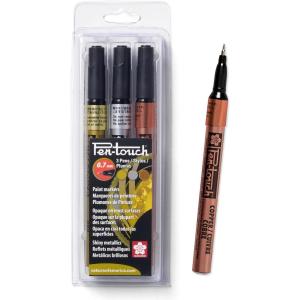 imageSAKURA PenTouch Paint Markers  Permanent Marker Pen  Assorted Metallic Colors  Extra Fine Tip Size  3 Pack1 Count Pack of 3