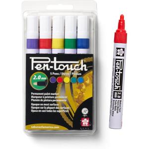 imageSAKURA PenTouch Paint Markers  Permanent Marker Pen  Assorted Metallic Colors  Medium Tip Size  5 Pack1 Count Pack of 5