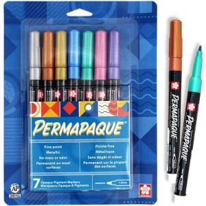 imageSAKURA Permapaque Paint Markers  Assorted Bright Colors  10 mm Markers Pens  7 PackMetallic