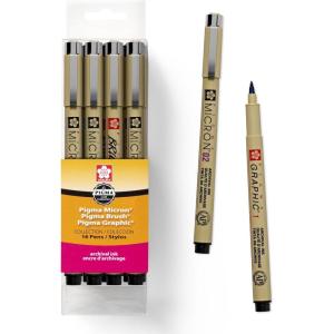 imageSAKURA Pigma Micron Black Ink Multitip Set 16 Pack