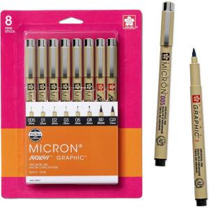 imageSAKURA Pigma Micron Fineliner Pens  Archival Black Ink Pens  for Writing Drawing or Journaling  Assorted Point Sizes  10 PackBlack