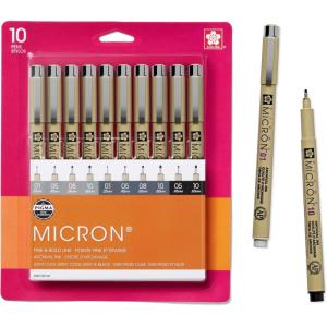 imageSAKURA Pigma Micron Fineliner Pens  Archival Gray Ink Pens  for Writing Drawing or Journaling  Assorted Point Sizes  8 Pack10 Pens