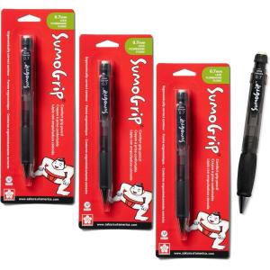 imageSAKURA SumoGrip Pencil with Comfort Grip  07 mm Ergonomic Mechanical Pencil  Clear Gray  3 PackGrey