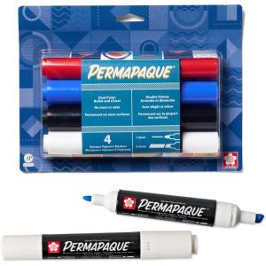 imageSakura Permapaque Paint Markers  Assorted Colors  12 ampamp 55 mm Dual Point Markers Pens  4 PackBasics