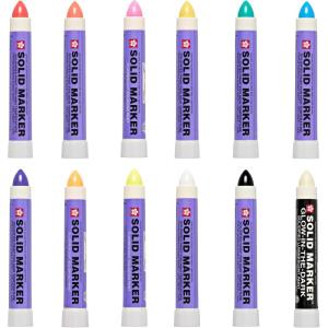 imageSakura Solid Paint Markers  11 Permanent Marker Pens and 1 GlowinTheDark Paint Marker  for Window Wood ampamp Glass  Assorted Colors  12 Pack