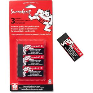 imageSakura SumoGrip Block Eraser  Microporous Erasers for School Drawing and Writing  Black Color  Small Size B803 PackSumoGrip Premium Block Eraser B80  3 CT