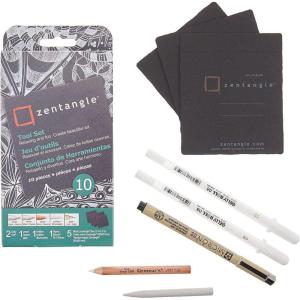 imageSakura Zentangle Zendala Tool Set  Official Zentangle White Circular Paper Tiles  4625quot Tiles  11 Pieces1 Count Pack of 10
