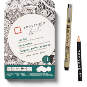 imageSakura Zentangle Zendala Tool Set  Official Zentangle White Circular Paper Tiles  4625quot Tiles  11 Pieces1 Count Pack of 11
