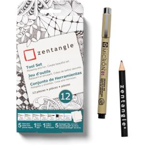 imageSakura Zentangle Zendala Tool Set  Official Zentangle White Circular Paper Tiles  4625quot Tiles  11 Pieces1 Count Pack of 12