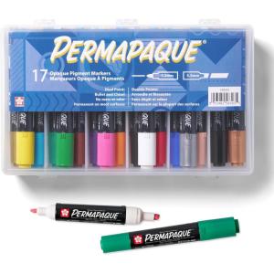 imageSAKURA Permapaque Artists Gift Set Dual Point Opaque Paint Markers Asst Archival Colors 17 PK
