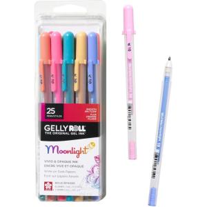 imageSAKURA Gelly Roll Moonlight Size 10 Gel Pens  Bold Point Ink Pen for Journaling Art or Drawing  Assorted Colored Ink  Bold Line  25 Pack