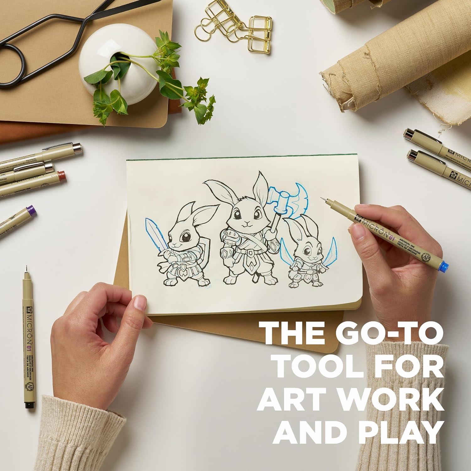 imageSAKURA Pigma 30068 Micron Blister Card Ink Pen Set Colors may vary 01 8CT Set01 Tip Pack of 1