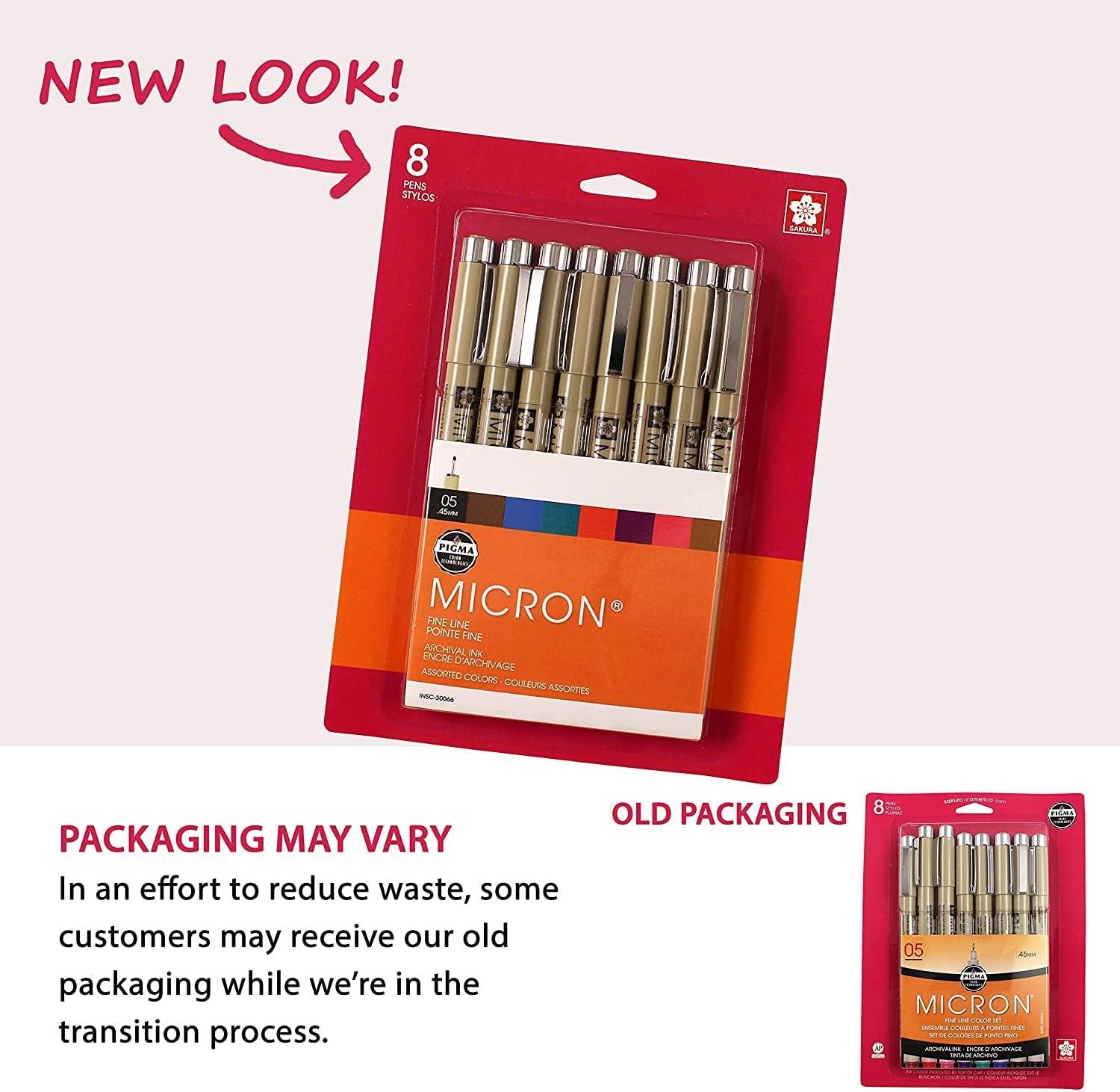 imageSAKURA Pigma 30068 Micron Blister Card Ink Pen Set Colors may vary 01 8CT Set05 Tip Pack of 1