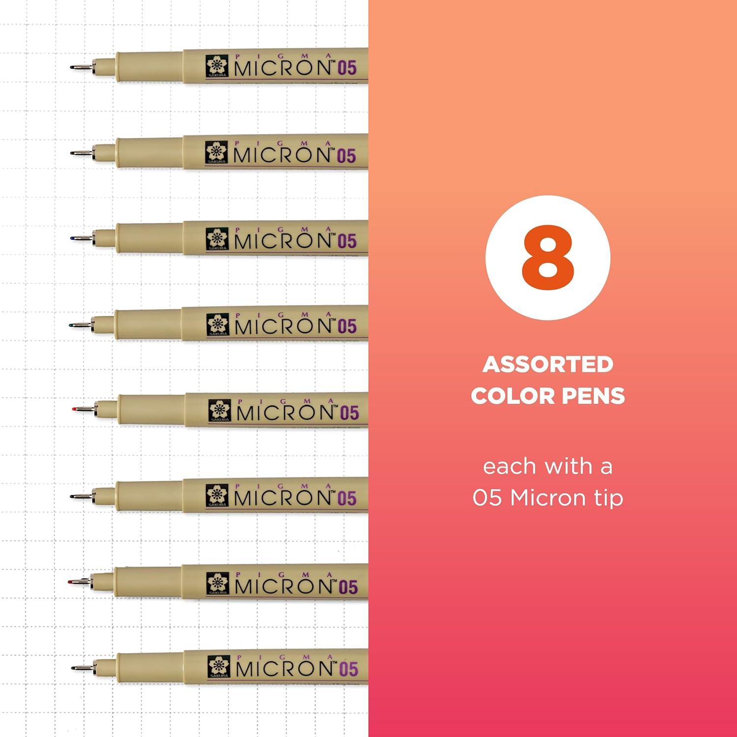 imageSAKURA Pigma 30068 Micron Blister Card Ink Pen Set Colors may vary 01 8CT Set05 Tip Pack of 1