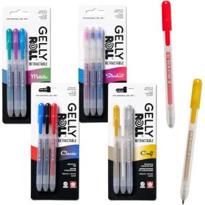 imageSAKURA Gelly Roll Retractable Gel Pens Colored  Opaque Color Set  Medium Point Ink Pen for Journaling Art or Drawing  Writes on Black Paper  Colored Gel Pens with Pastel Moonlight Ink  6 Pack1 Count Pack of 12