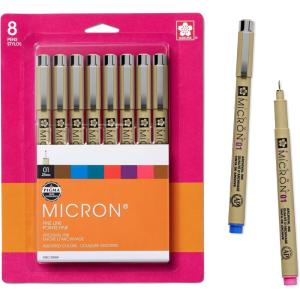 imageSAKURA Pigma 30068 Micron Blister Card Ink Pen Set Colors may vary 01 8CT Set01 Tip Pack of 1