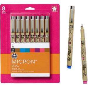imageSAKURA Pigma 30068 Micron Blister Card Ink Pen Set Colors may vary 01 8CT Set08 Tip Pack of 1