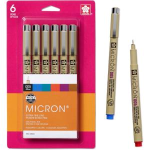 imageSAKURA Pigma Micron Fineliner Pens 03 Tip Size Archival Asst Colors 6 PK 50049005 Tip