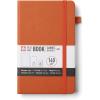 imageSakura Notebook Ruled A5  JapaneseInspired Lined Notebook for Effortless Writing  140 GSM Paper  Hardcover  Builtin Pen Holder  Expandable Inner Pocket  FlatLay  51 x 83  AmberAmber