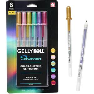 imageSAKURA Gelly Roll Shimmer  Shimmer Gel Ink Pen for Scrapbooking Note Decorating amp DIY Craft Pen Projects  ColorShift Gel Ink  Bold Tip Size  Multidimensional Shades  Assorted Colors  6 Count