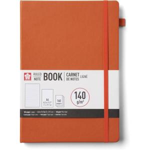imageSakura Notebook Ruled A4  JapaneseInspired Lined Notebook for Effortless Writing  140 GSM Paper  Hardcover  Builtin Pen Holder  Expandable Inner Pocket  83 x 117  Pine NeedleAmber