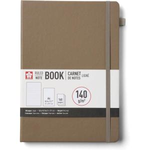 imageSakura Notebook Ruled A4  JapaneseInspired Lined Notebook for Effortless Writing  140 GSM Paper  Hardcover  Builtin Pen Holder  Expandable Inner Pocket  83 x 117  Pine NeedleCinder