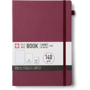 imageSakura Notebook Ruled A4  JapaneseInspired Lined Notebook for Effortless Writing  140 GSM Paper  Hardcover  Builtin Pen Holder  Expandable Inner Pocket  83 x 117  Pine NeedleMulberry